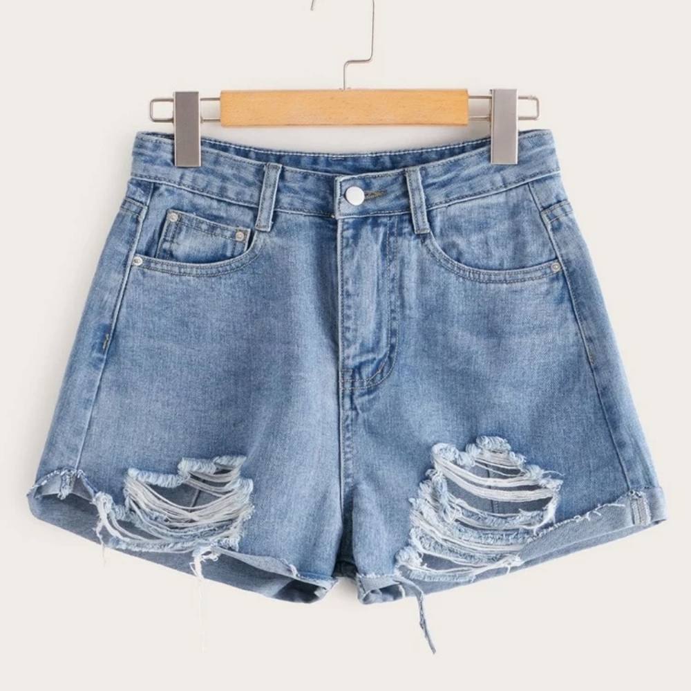 Ripped Denim Shorts